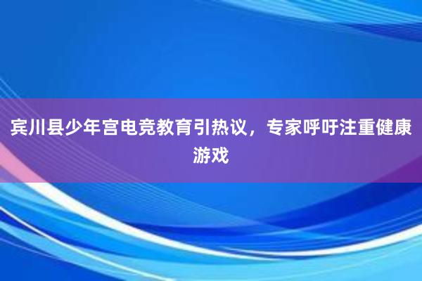 宾川县少年宫电竞教育引热议，专家呼吁注重健康游戏
